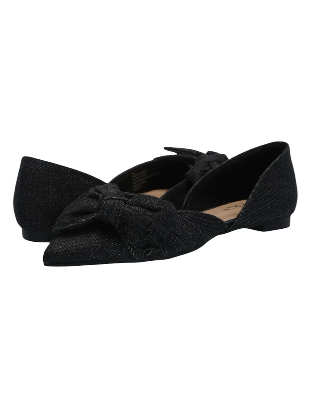 Esprit  Prisha Black Denim  Pointed  Flats with Bow Accent Size 7 NWOT
